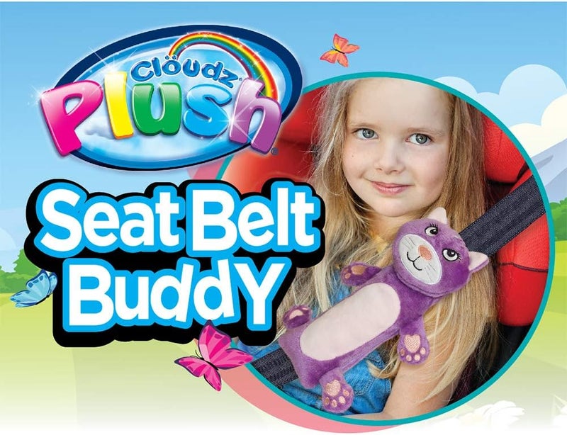Cloudz Kids Super Soft N' Cuddly Seat Belt Buddy XL Travel Pillow. Keep Your Kids Comfy and Supported at Home or On The Go! - Cat - Image 2